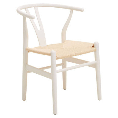 Orsina Lyon Wishbone Dining Chair – Antique White Beechwood & Paper Cord