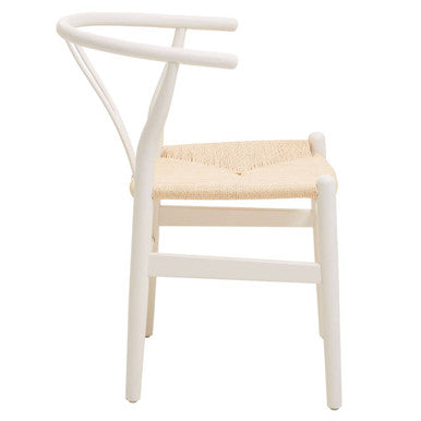 Orsina Lyon Wishbone Dining Chair – Antique White Beechwood & Paper Cord