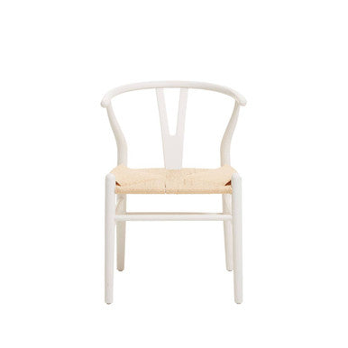 Orsina Lyon Wishbone Dining Chair – Antique White Beechwood & Paper Cord