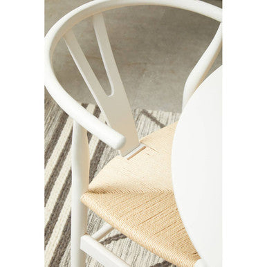 Orsina Lyon Wishbone Dining Chair – Antique White Beechwood & Paper Cord