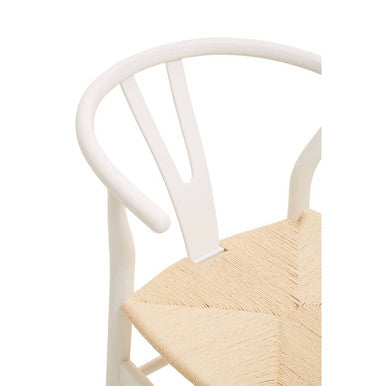 Orsina Lyon Wishbone Dining Chair – Antique White Beechwood & Paper Cord