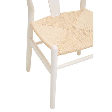 Orsina Lyon Wishbone Dining Chair – Antique White Beechwood & Paper Cord