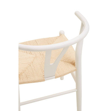 Orsina Lyon Wishbone Dining Chair – Antique White Beechwood & Paper Cord