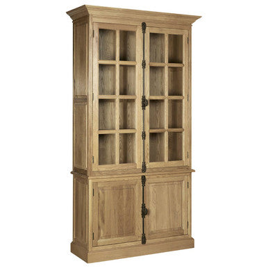 Orsina Lyon Tall Oak Wood Display Cabinet - Washed Grey Finish