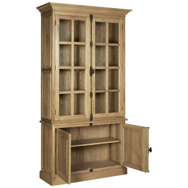 Orsina Lyon Tall Oak Wood Display Cabinet - Washed Grey Finish
