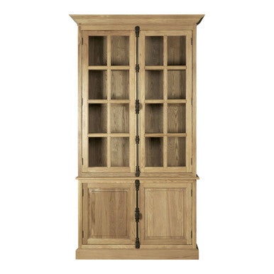 Orsina Lyon Tall Oak Wood Display Cabinet - Washed Grey Finish