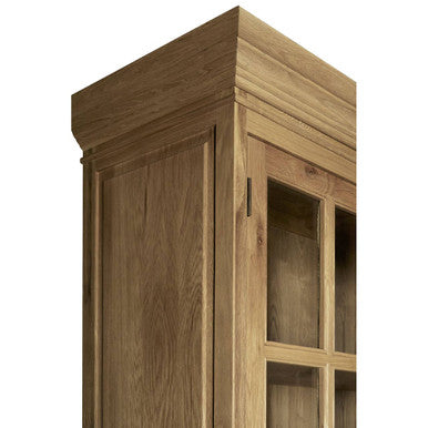 Orsina Lyon Tall Oak Wood Display Cabinet - Washed Grey Finish
