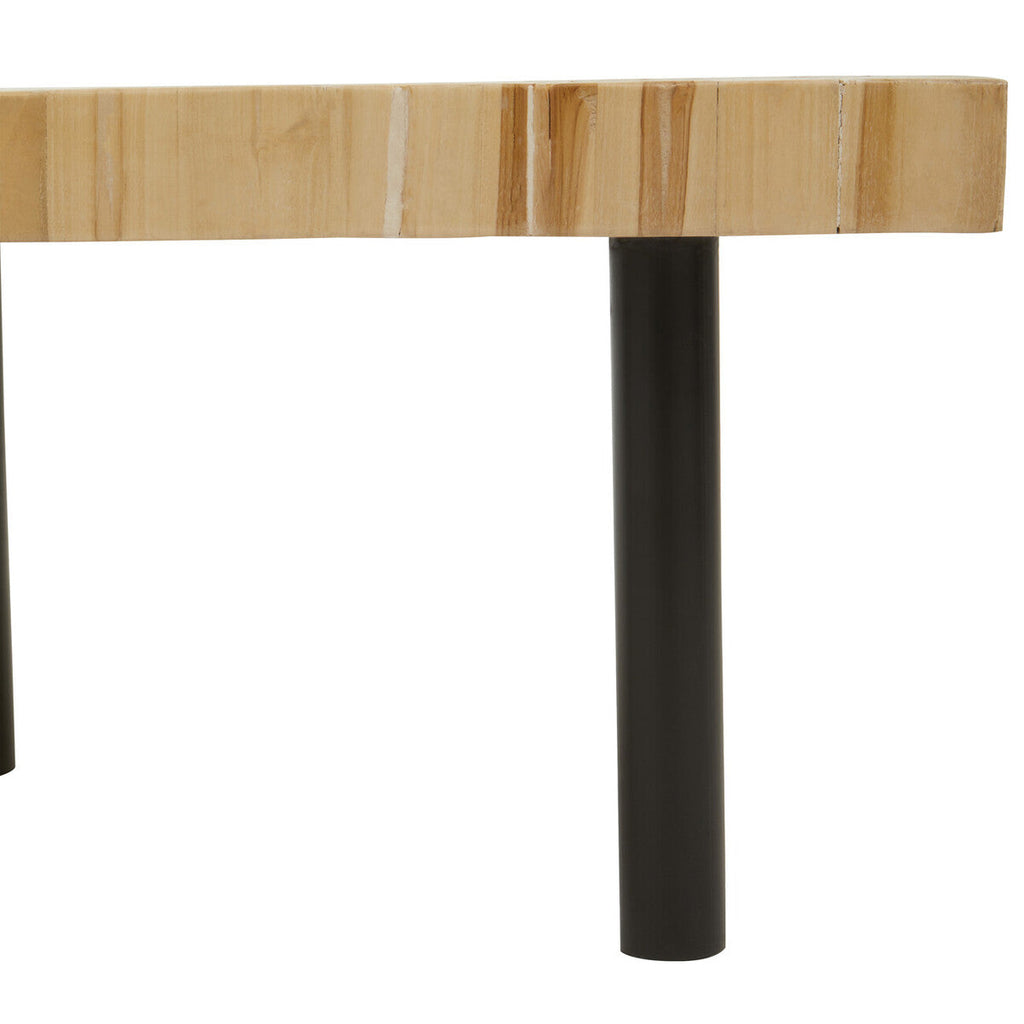Orsina Malang Teak Wood Mosaic Coffee Table with Black Metal Legs