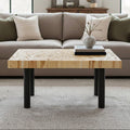 Orsina Malang Teak Wood Mosaic Coffee Table with Black Metal Legs