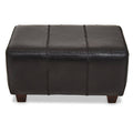 Orsina Inca Black Leather Bench with Solid Teak Wood Legs
