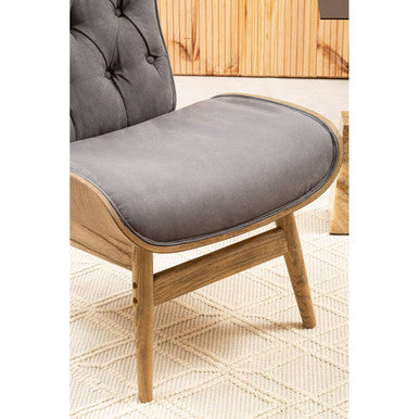Orsina Vinsi Velvet Accent Chair – Dark Grey Tufted Winged Back