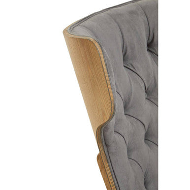 Orsina Vinsi Velvet Accent Chair – Dark Grey Tufted Winged Back