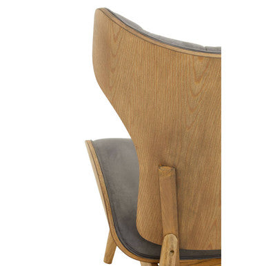 Orsina Vinsi Velvet Accent Chair – Dark Grey Tufted Winged Back