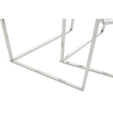 Orsina Herber Silver Geometric Nesting Side Tables with Mirrored Glass