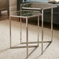 Orsina Herber Silver Geometric Nesting Side Tables with Mirrored Glass