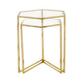 Orsina Herber Gold Hexagon Nesting Side Tables with Mirrored Glass