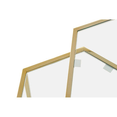 Orsina Herber Gold Hexagon Nesting Side Tables with Mirrored Glass