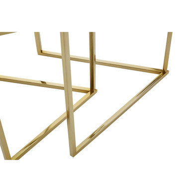 Orsina Herber Gold Hexagon Nesting Side Tables with Mirrored Glass
