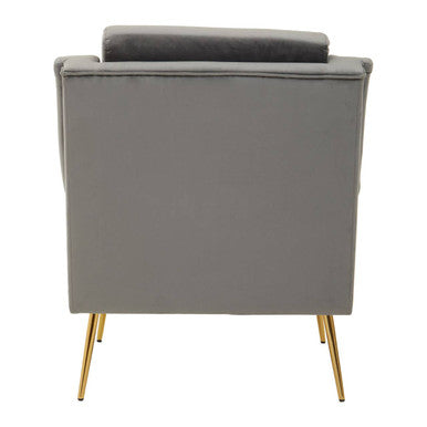 Orsina Salma Grey Velvet Armchair – Modern Accent Chair with Gold Legs