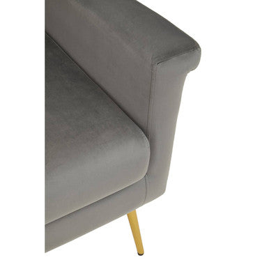 Orsina Salma Grey Velvet Armchair – Modern Accent Chair with Gold Legs