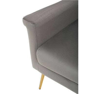 Orsina Salma Grey Velvet Armchair – Modern Accent Chair with Gold Legs