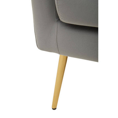 Orsina Salma Grey Velvet Armchair – Modern Accent Chair with Gold Legs