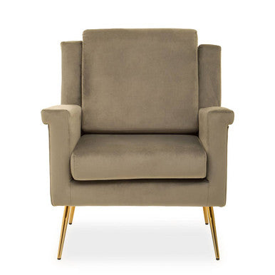 Orsina Salma Mink Velvet Armchair – Gold Leg Accent Lounge Chair