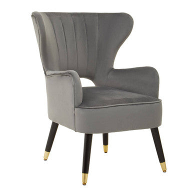 Orsina Sloan Grey Velvet Wingback Armchair – Modern Accent Chair