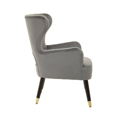 Orsina Sloan Grey Velvet Wingback Armchair – Modern Accent Chair