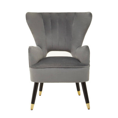 Orsina Sloan Grey Velvet Wingback Armchair – Modern Accent Chair