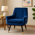 Orsina Sara Midnight Blue Velvet Armchair – Button Tufted Accent Chair