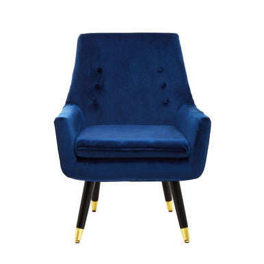 Orsina Sara Midnight Blue Velvet Armchair – Button Tufted Accent Chair