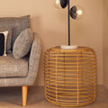 Orsina Trento Round Rattan Side Table – Gold Cage Base End Table