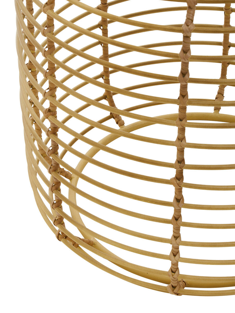 Orsina Trento Round Rattan Side Table – Gold Cage Base End Table