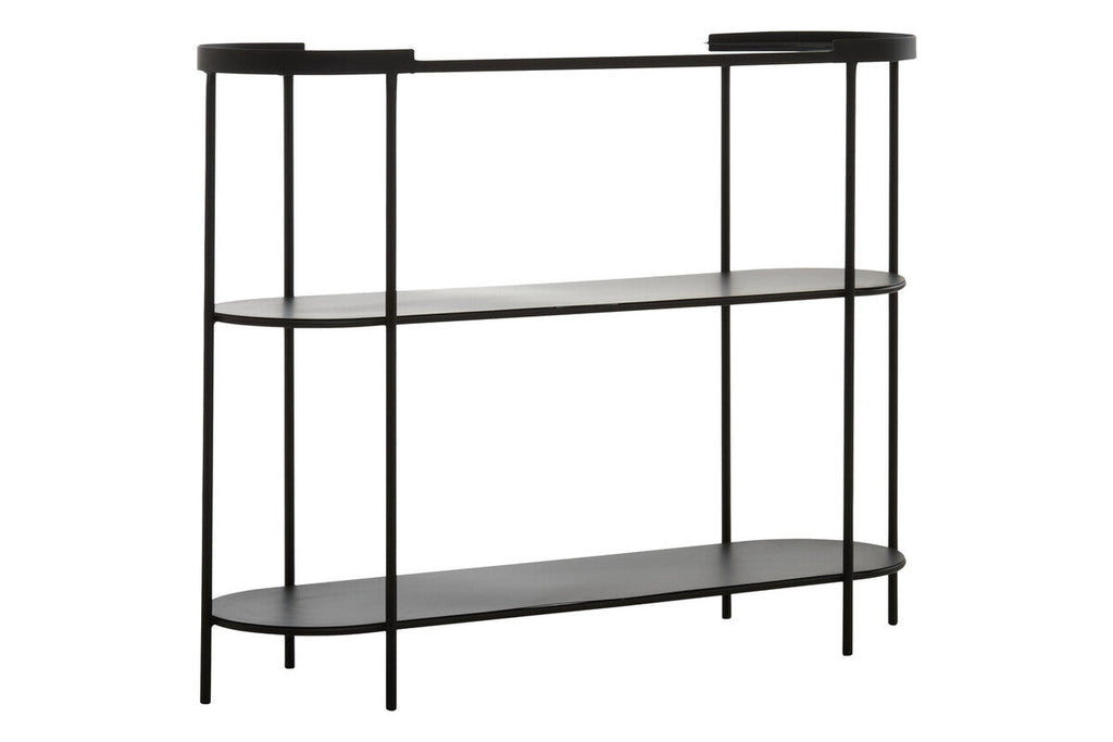 Orsina Trento Glass Console Table – 3-Tier Grey & Black Metal Frame