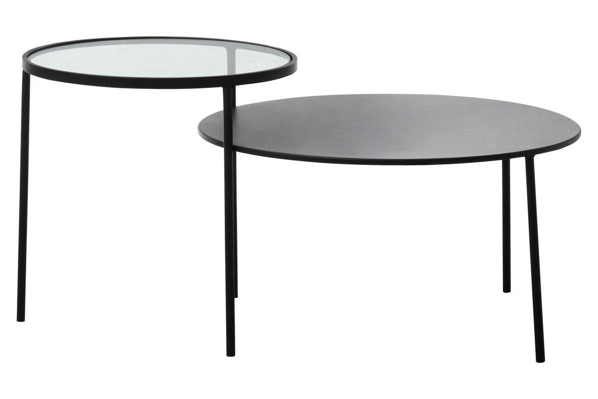 Orsina Trento Coffee Table – Two-Tier Glass and Black Metal Frame