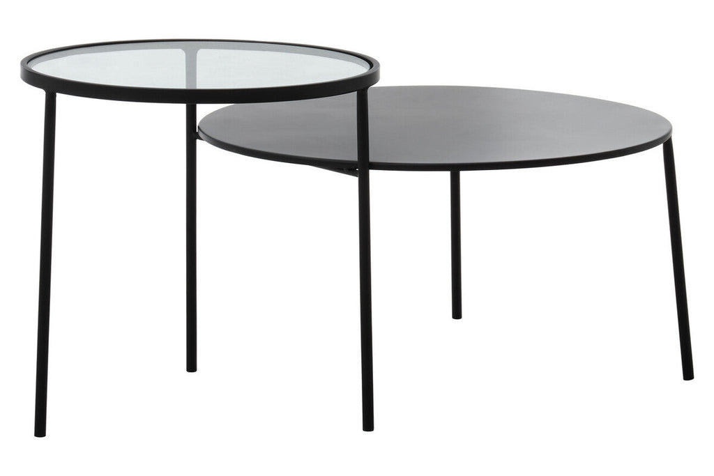 Orsina Trento Coffee Table – Two-Tier Glass and Black Metal Frame