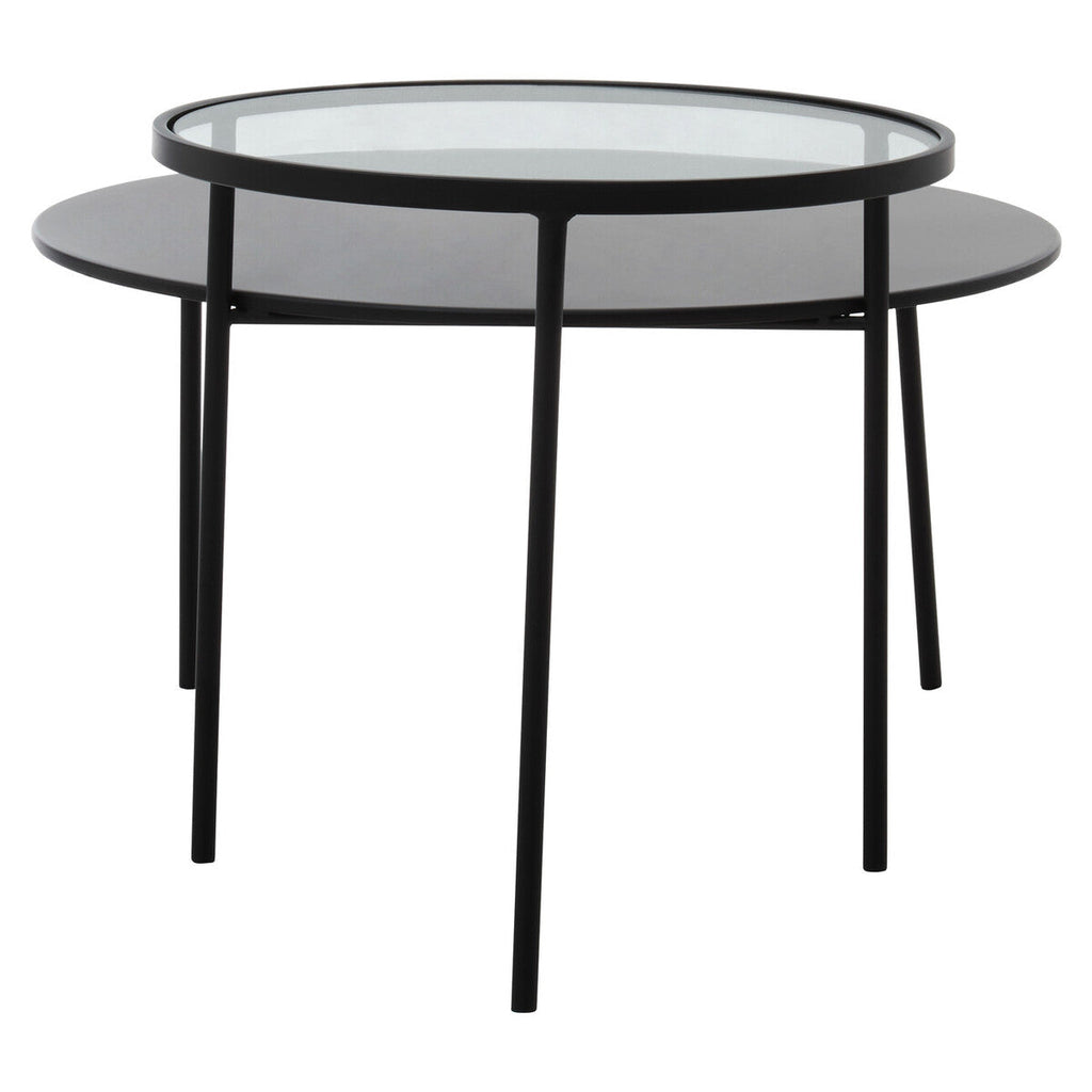 Orsina Trento Coffee Table – Two-Tier Glass and Black Metal Frame