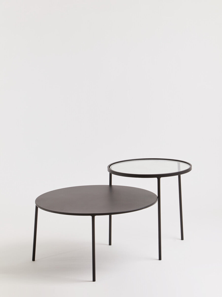 Orsina Trento Coffee Table – Two-Tier Glass and Black Metal Frame