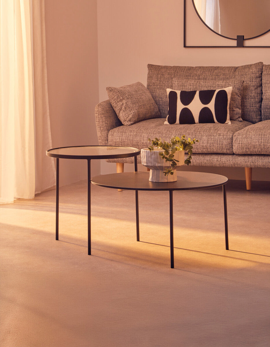Orsina Trento Coffee Table – Two-Tier Glass and Black Metal Frame