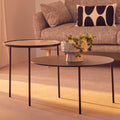 Orsina Trento Coffee Table – Two-Tier Glass and Black Metal Frame