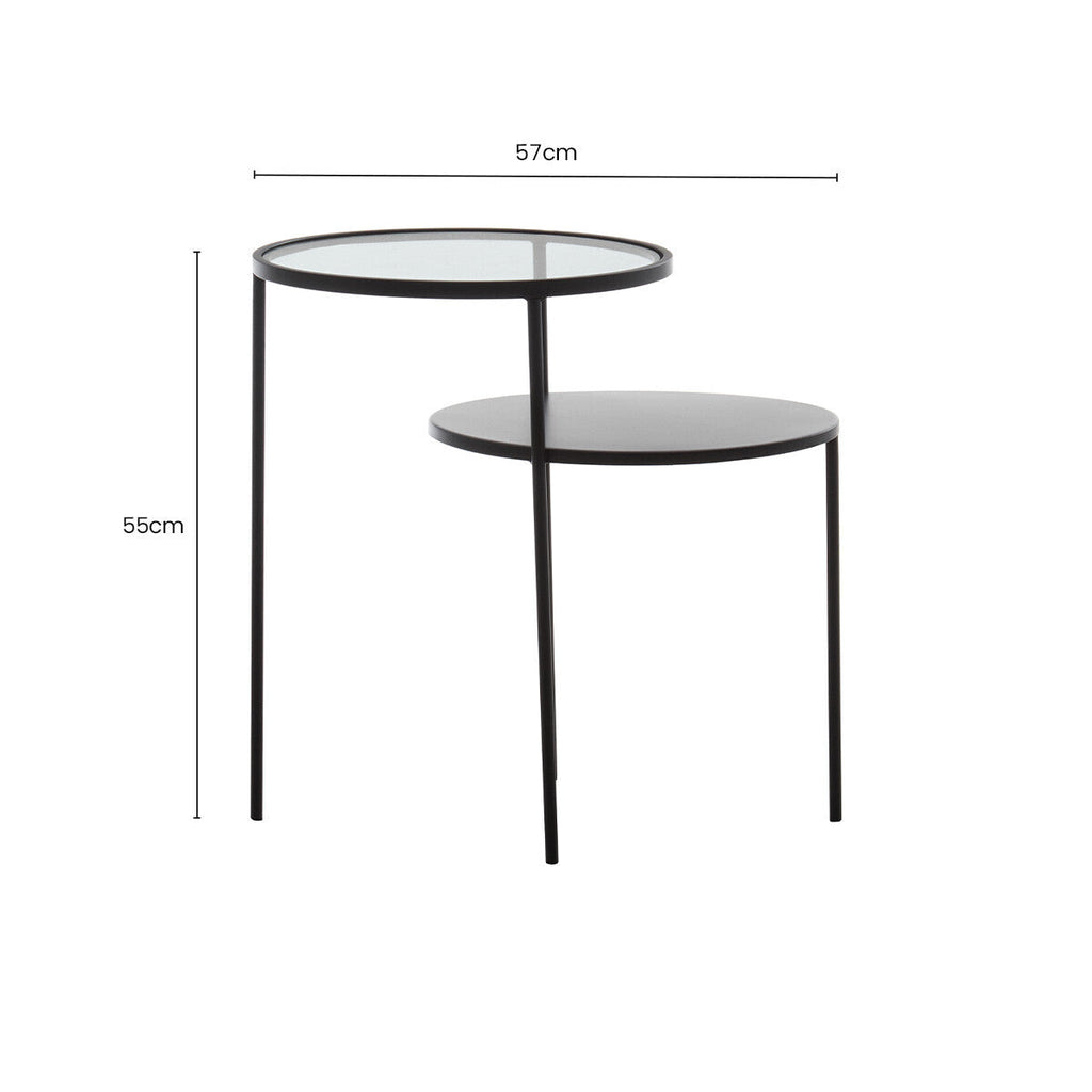Orsina Trento Glass and Metal End Table – Modern Tiered Side Table