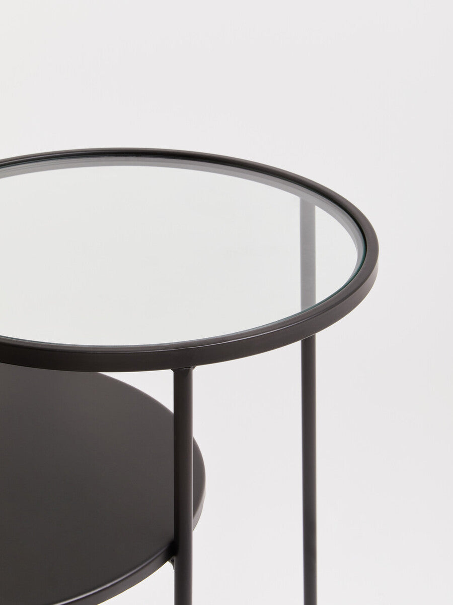 Orsina Trento Glass and Metal End Table – Modern Tiered Side Table
