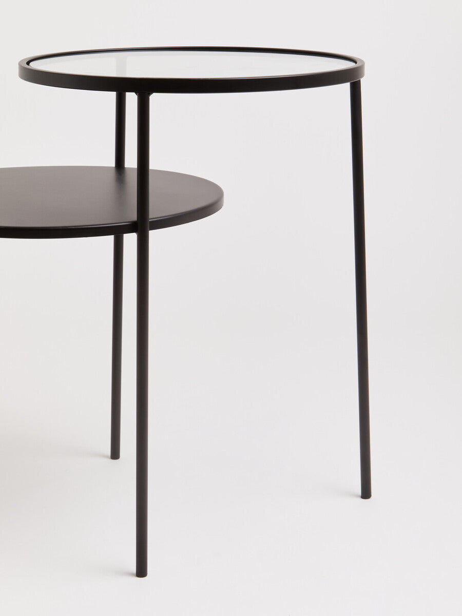Orsina Trento Glass and Metal End Table – Modern Tiered Side Table