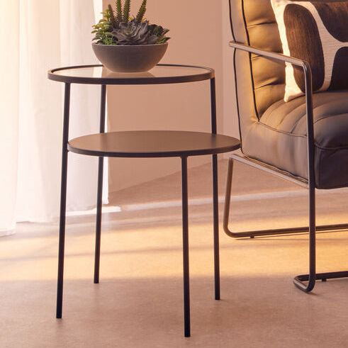 Orsina Trento Glass and Metal End Table – Modern Tiered Side Table