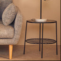 Orsina Trento Grey Glass Side Table – Two Tier Black Metal End Table