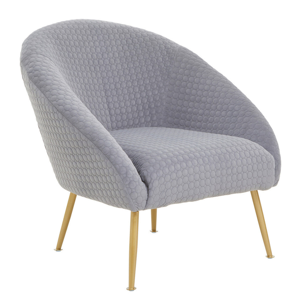 Orsina Tania Grey Velvet Occasional Chair – Modern Accent Seat with Gold Legs