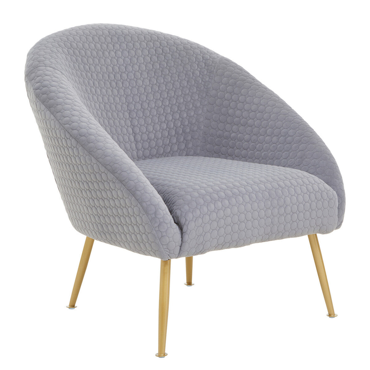 Orsina Tania Grey Velvet Occasional Chair – Modern Accent Seat with Gold Legs