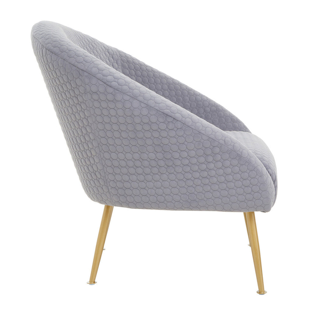 Orsina Tania Grey Velvet Occasional Chair – Modern Accent Seat with Gold Legs