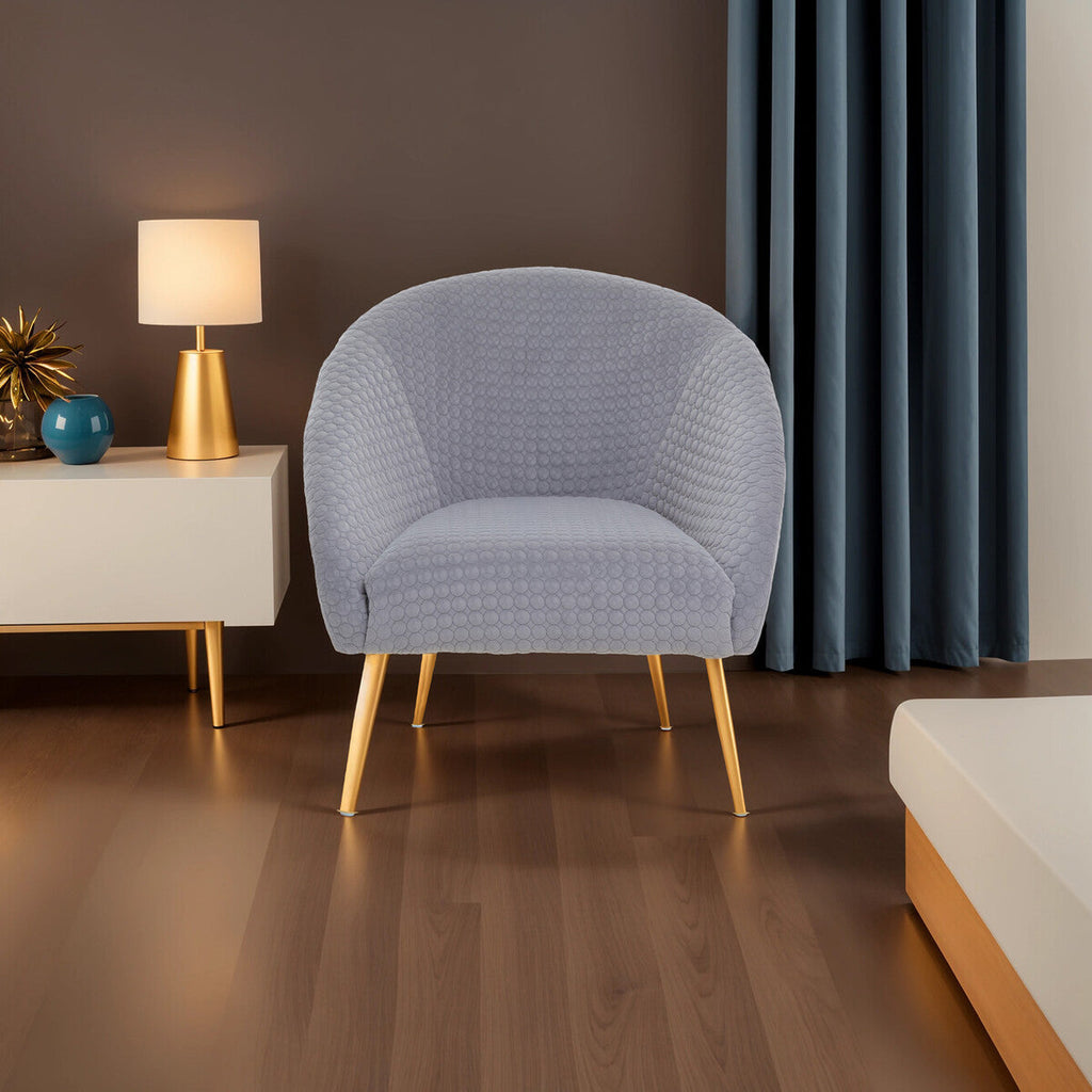 Orsina Tania Grey Velvet Occasional Chair – Modern Accent Seat with Gold Legs
